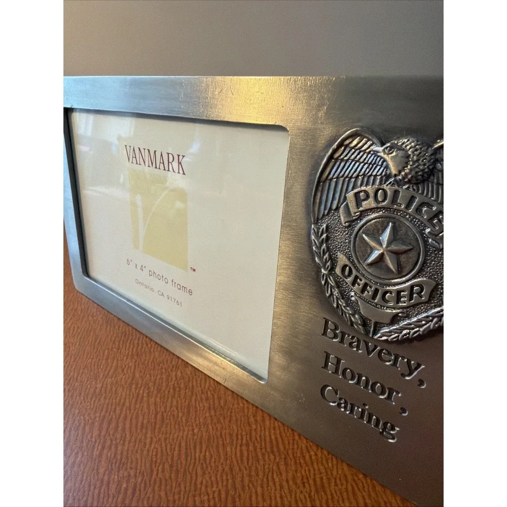 Vtg Vanmark Police Officer Photo Frame Holds 6